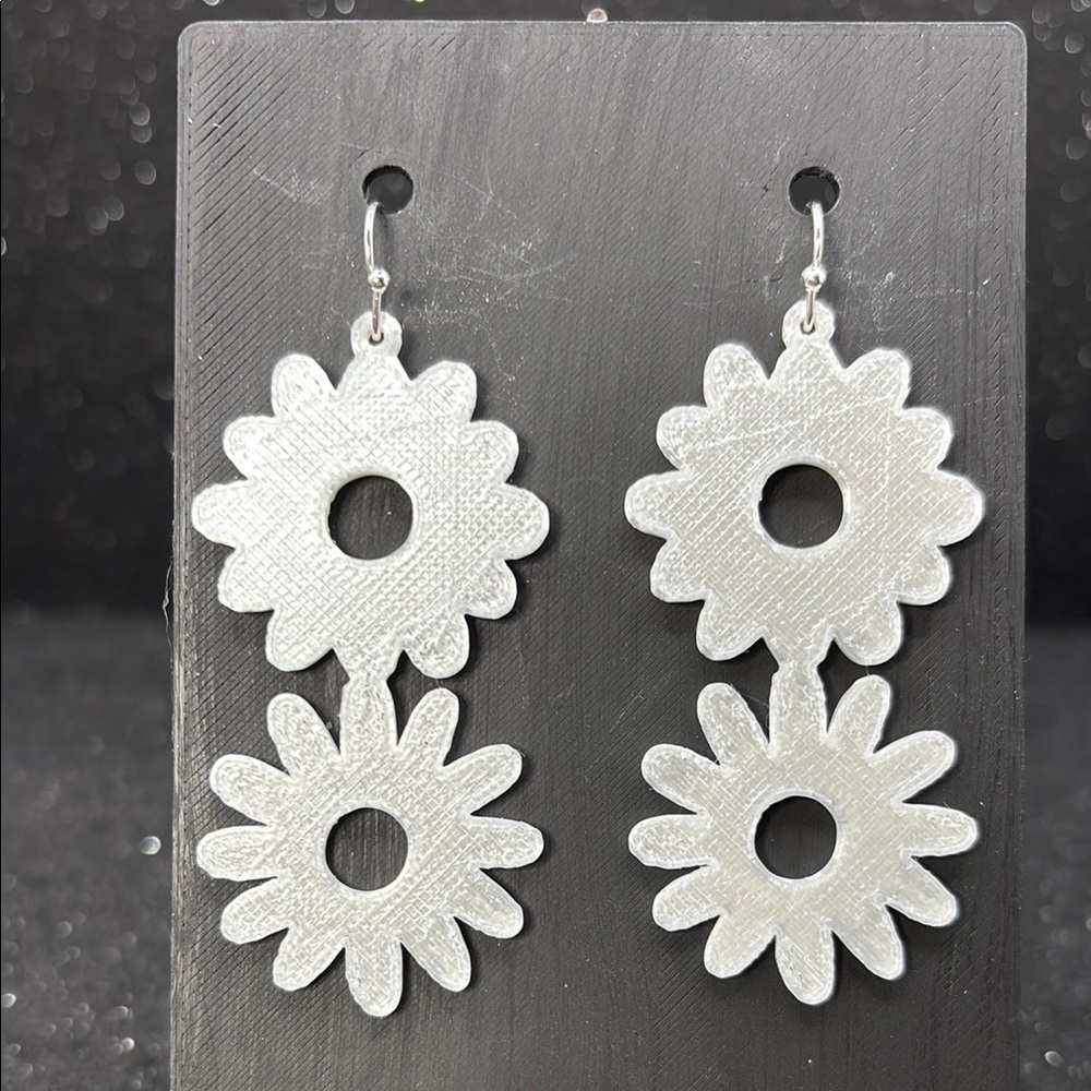 White Floral Drop Earrings